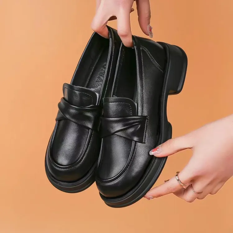真皮乐福鞋2025春秋新款厚底休闲时尚单鞋平底一脚蹬软皮小皮鞋