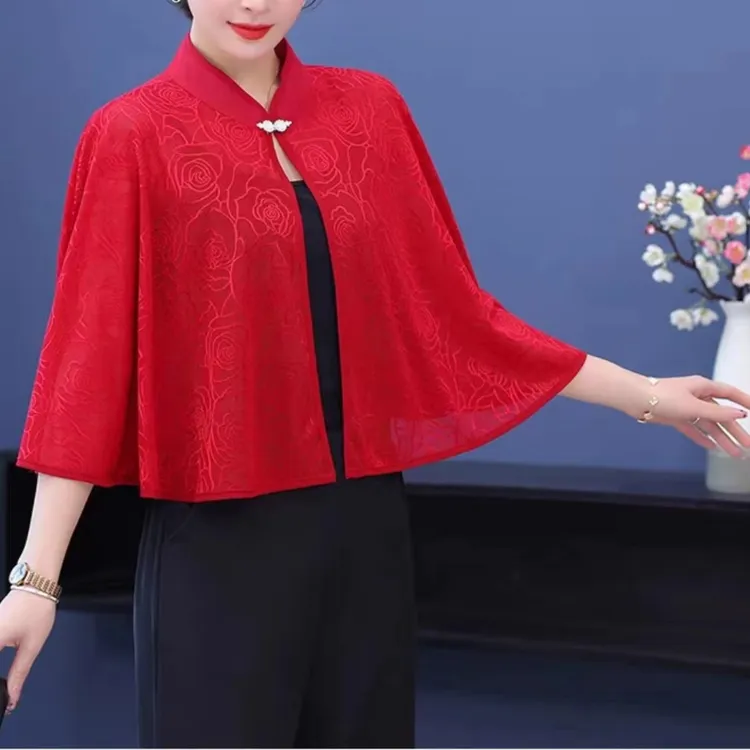 新款防晒小披肩夏季配裙子妈妈斗篷披风网红旗袍外搭开衫女士外套