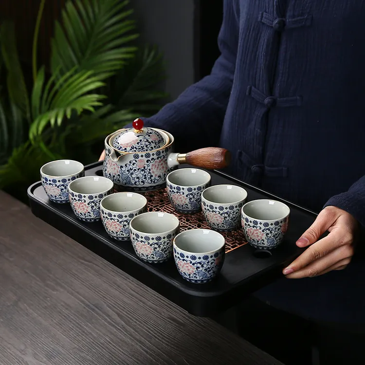 六晋复古青花瓷旅行茶具套装便捷式快客杯高档家用泡茶神器冲茶壶