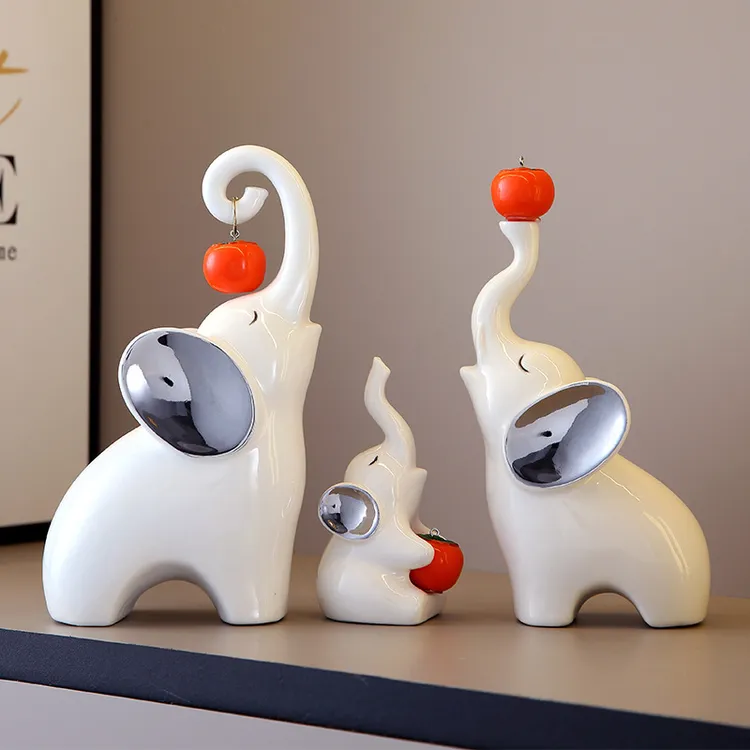 轻奢温馨陶瓷大象玄关摆件家居客厅酒柜电视柜装饰品乔迁新居礼物
