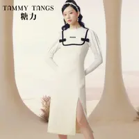 5035【金拐子专属】糖力小香风撞色织带吊带连衣裙TWWDQ55035