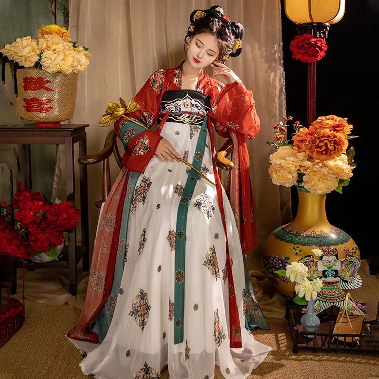 【梦长安】原创古装汉服女唐制复原款齐胸胸襦裙国风刺绣春夏款仙气