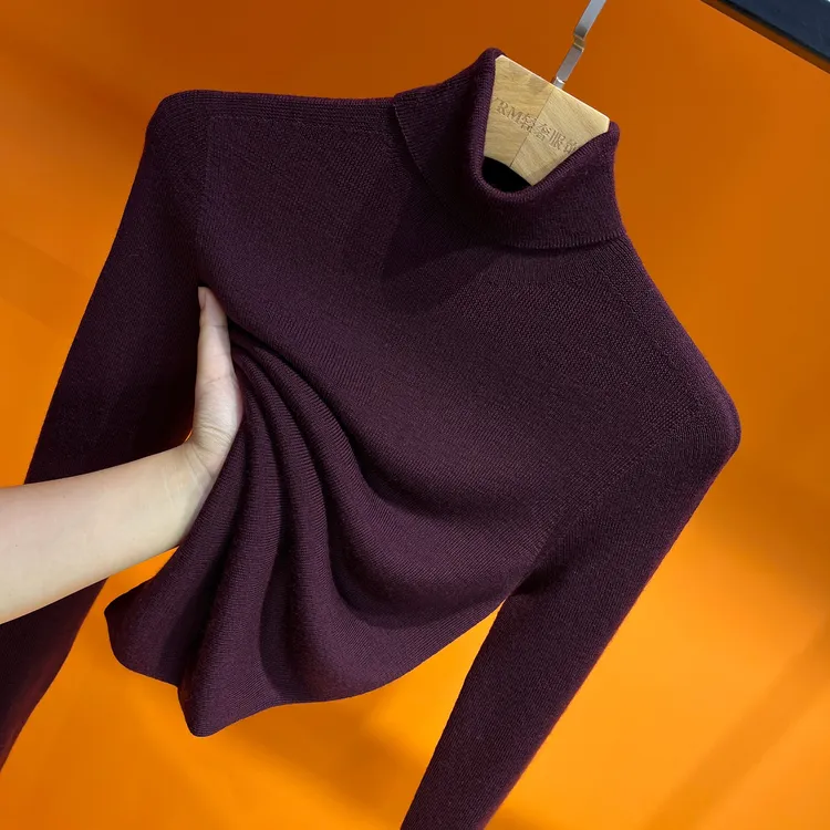 100%精纺纯羊毛衫秋冬百搭高领长袖可机洗打底衫女款爆款2025新款