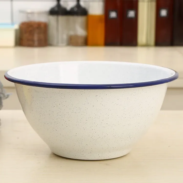 欧丽家两件套蓝边搪瓷盆家用厨房和面盆烘焙加深打蛋盆蔬菜沙拉