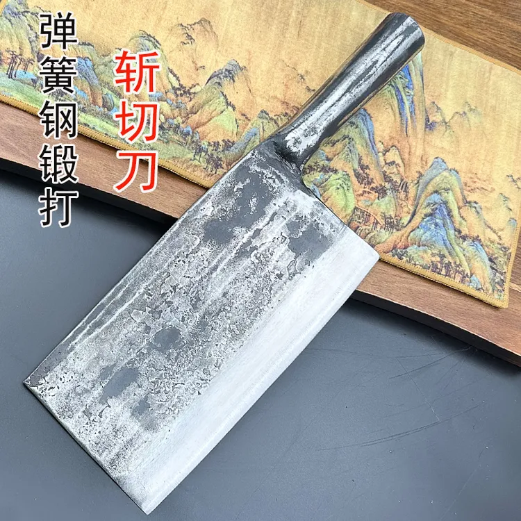 家用菜刀纯手工锻打斩切刀高硬度弹簧钢砍骨切菜两用刀厨房专用刀