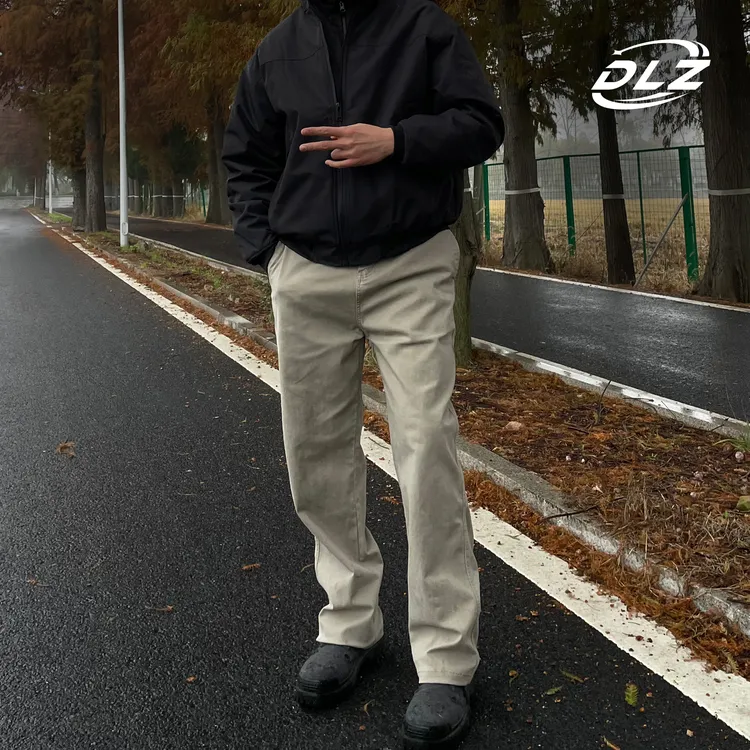DLZ休闲裤四季斜纹弹力美式直筒休闲水洗新款硬汉板正长裤裤子男