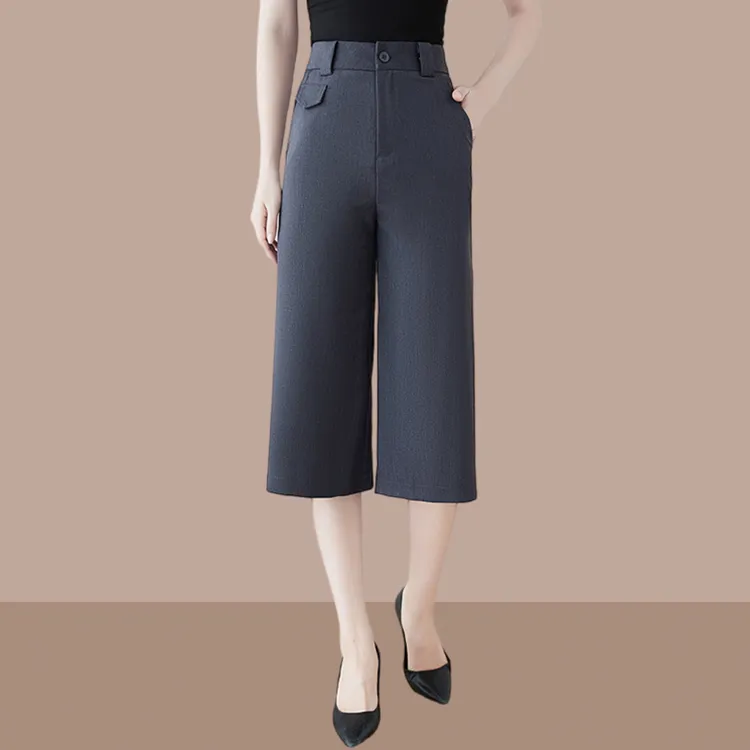 夏季薄款七分阔腿裤2025新款时尚百搭直筒裤高腰显瘦休闲西装中裤