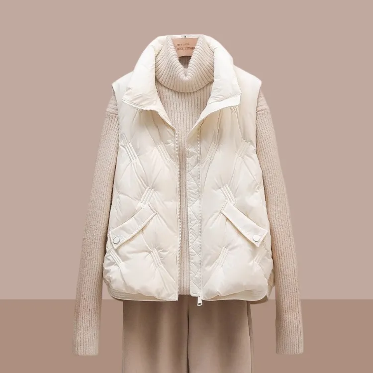 SHALLDOER【素画书室】立领马甲女2025秋冬季网红坎肩夹棉背心马夹