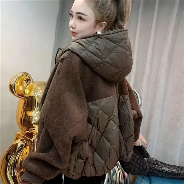 女士连帽棉衣棉服2025秋冬装新款短款小个子棉袄夹棉加绒加厚外套