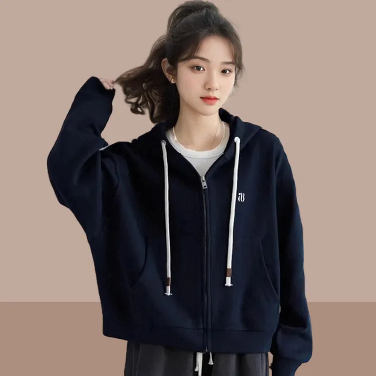 2025春秋季新款女士卫衣开衫拉链外套短款小个子爆款棒球服连帽