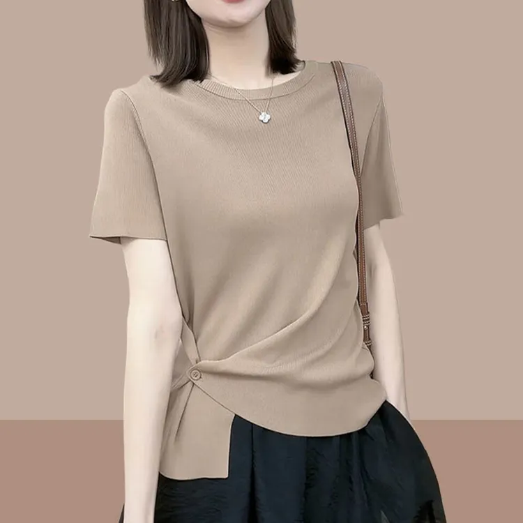 女士短袖t恤2025夏新款百搭洋气时髦个性上衣百搭时尚小个子衣服