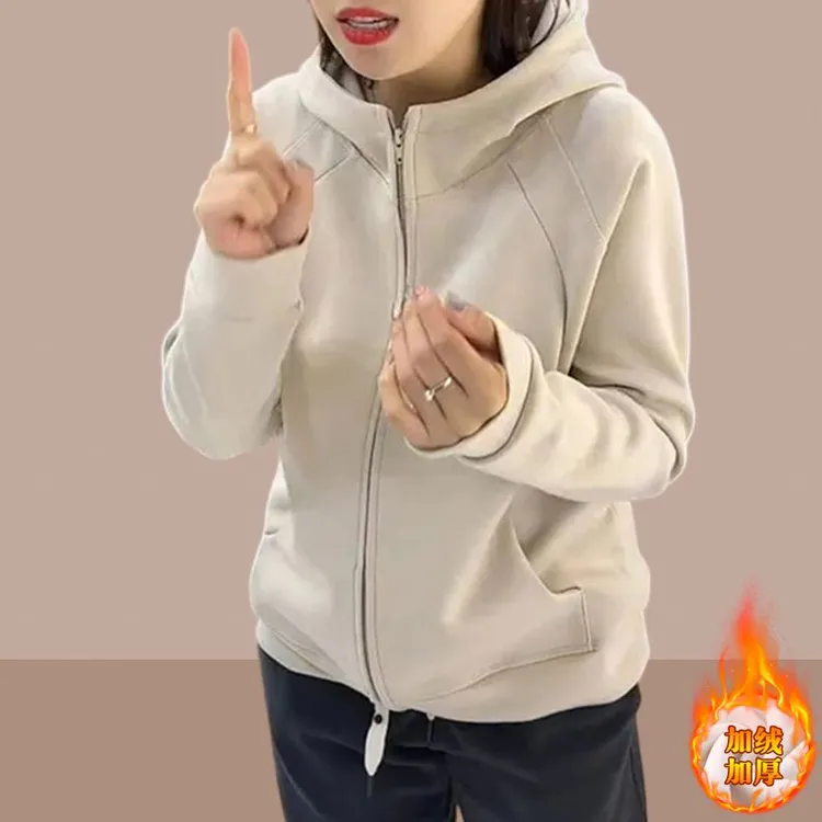 2025秋冬季新款加绒加厚爆款女士卫衣开衫拉链外套短款小个子女装