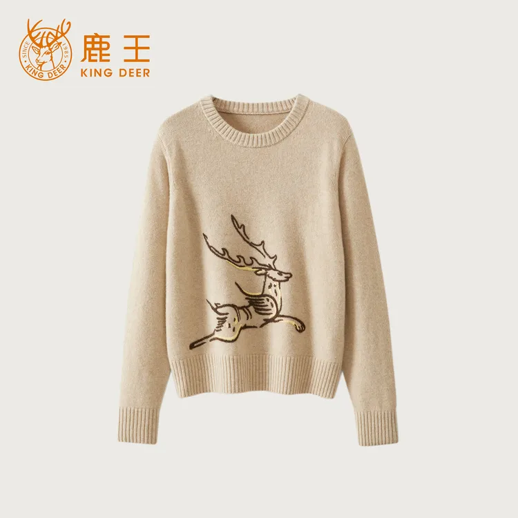 King Deer/鹿王【一鹿有你】25年秋冬限定针织圆领羊绒衫L804308