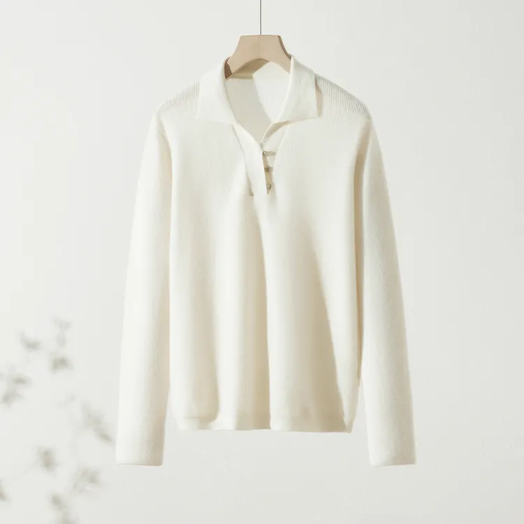 King Deer/鹿王24秋冬百搭时尚针织休闲宽松翻领羊绒衫L804134