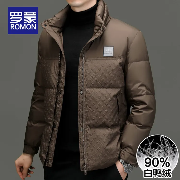 罗蒙男士冬季短款羽绒服男款爆款2025新款正品印花潮流立领外套男