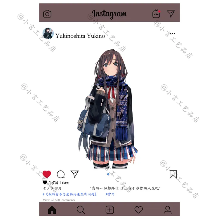 我的青春恋爱物语果然有问题亚克力高透夹层可定制ins风动漫周边