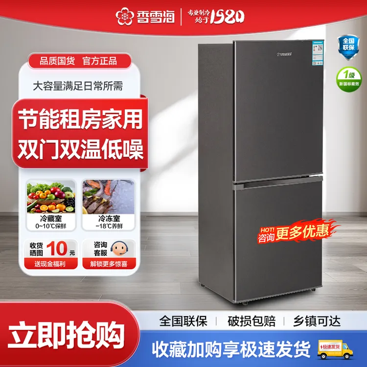 香雪海冰箱家用双门电冰箱冷藏冷冻宿舍租房电冰箱