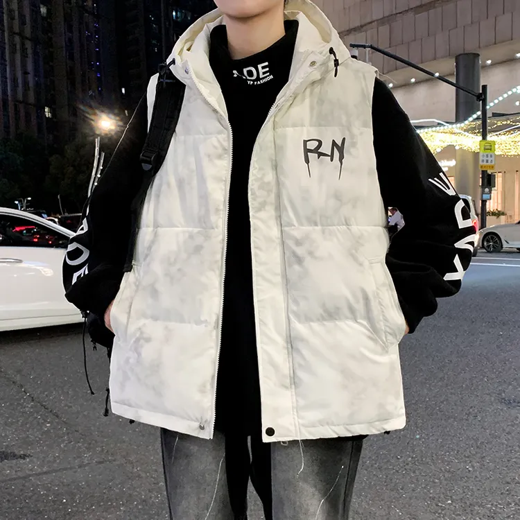 2024冬季马甲棉服男港风青少年宽松坎肩无袖棉衣初高中加厚外套潮