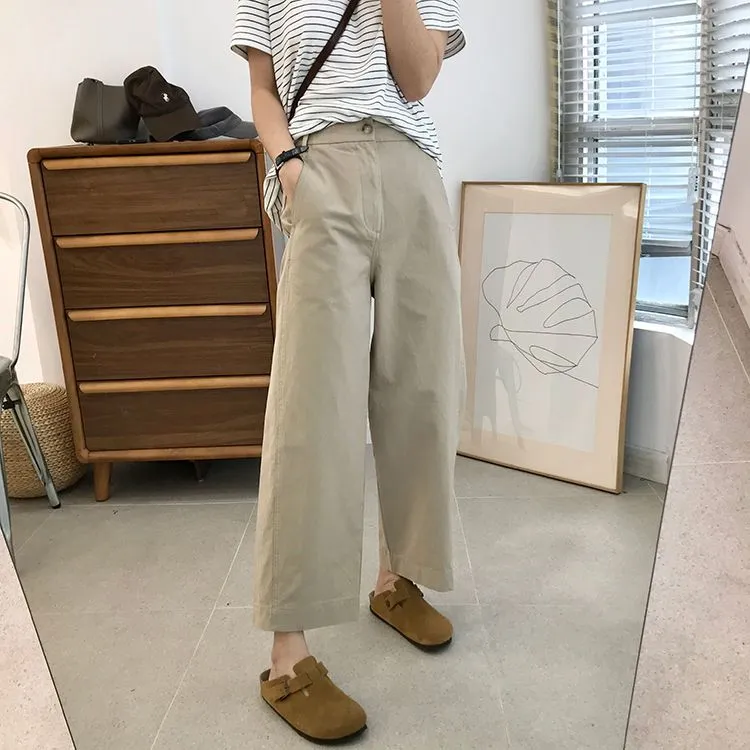 韩版梨形高腰九分裤女2025夏季薄款宽松百搭显瘦优质休闲哈伦裤子