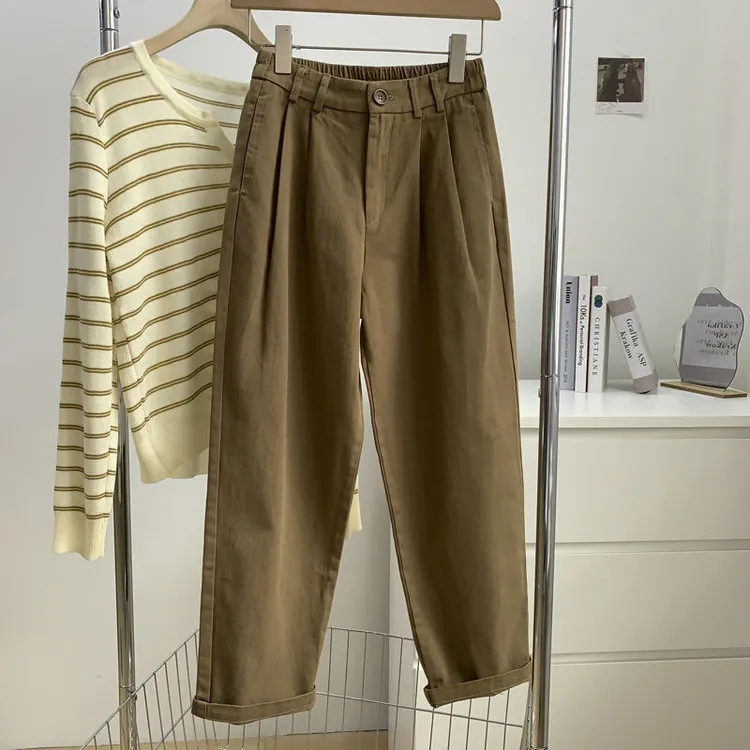 九分裤女宽松慵懒风阔腿裤女装2025夏装高腰美式工装休闲老爹裤