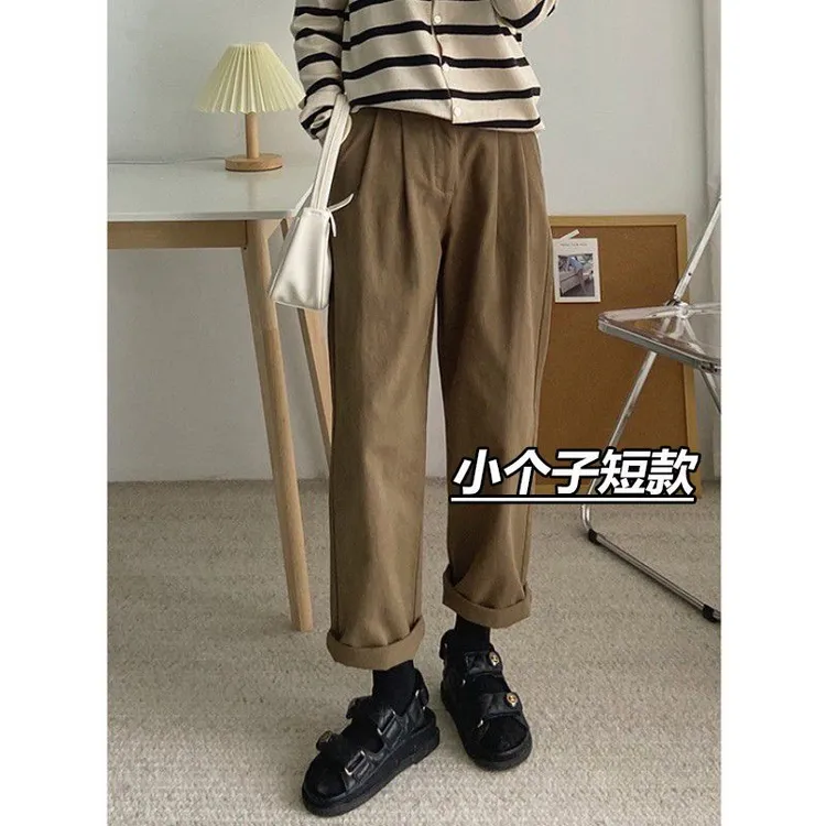 秋冬新款女装休闲裤梨形身材胖妹妹宽松百搭阔腿工装哈伦萝卜裤子