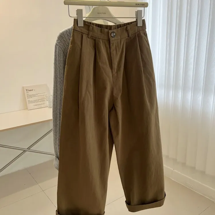 高腰哈伦阔腿裤女工装裤2025春季新款宽松显瘦舒适百搭直筒裤子潮