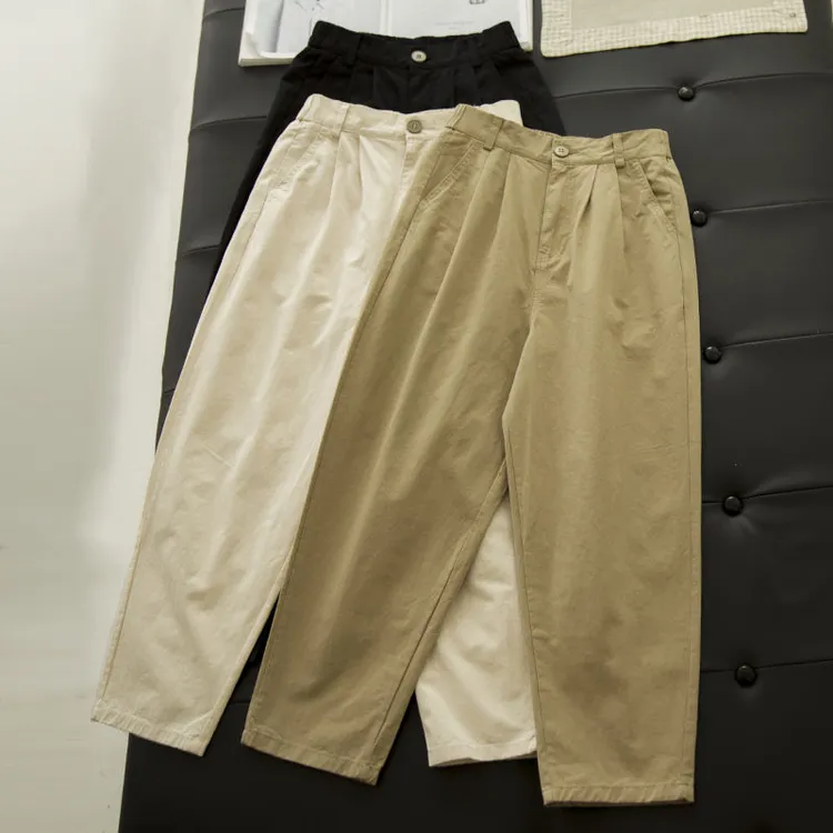 2025新款韩版工装夏季女装复古潮流时尚九分裤显瘦宽松阔腿休闲裤