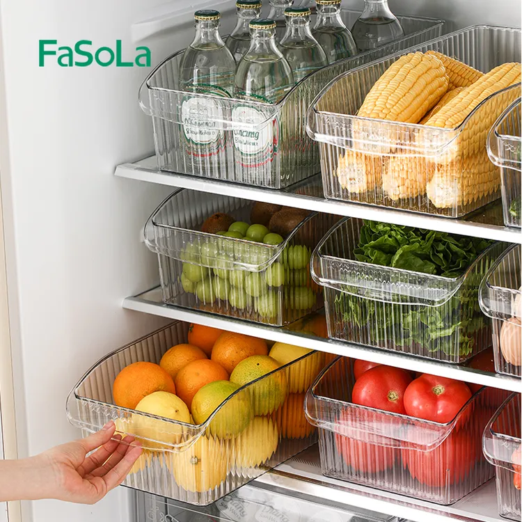 FaSoLa河马口滑轮厨房专用收纳盒冰箱储物盒