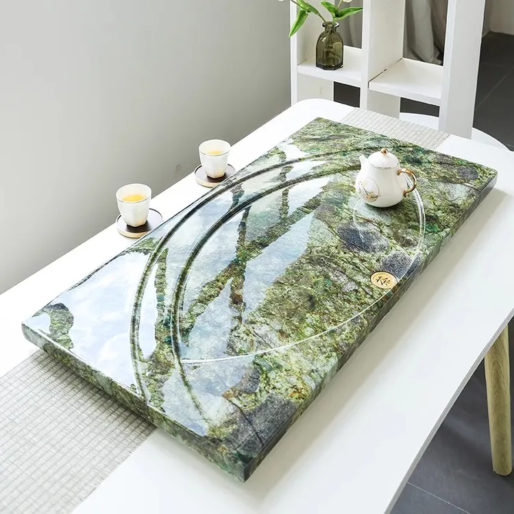 高档奢石茶盘排水托盘家用轻奢简约高端石盘茶具办公室功夫茶泡台