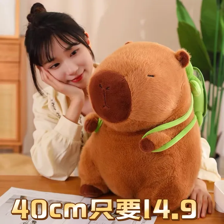 【带乌龟40CM】超软乎!卡皮巴拉毛绒玩具可爱水豚抱枕布艺玩具呆萌