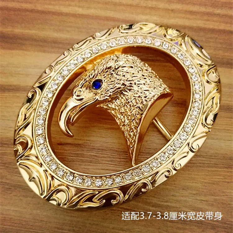 镶钻鹰头平滑扣皮带头高档皮带扣头腰带头青年板扣裤带头配3.8CM