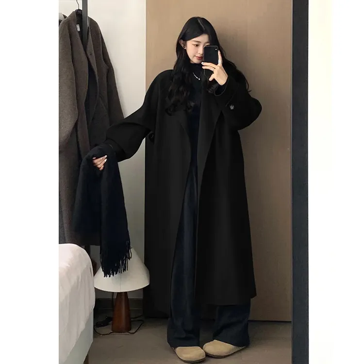 高级感痞帅风衣外套男秋冬季韩系穿搭戗驳领西装大衣中长款春秋款