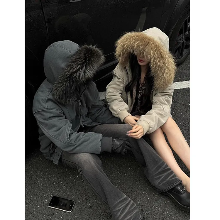 cleanfit座山雕二代毛领夹克棉服男冬季加绒加厚美式帆布外套棉衣