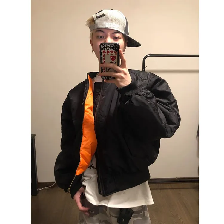 美式bomber飞行员夹克棉服男冬季cleanfit工装外套短款夹棉棒球服