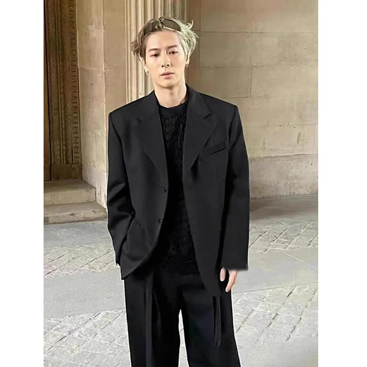 王嘉尔同款西服男高级感英伦风垫肩西装设计感小众休闲dk单西外套