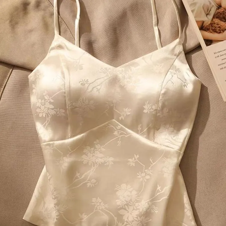 中式夏季新款吊带背心女国风提花可外穿气质修身短款内搭上衣