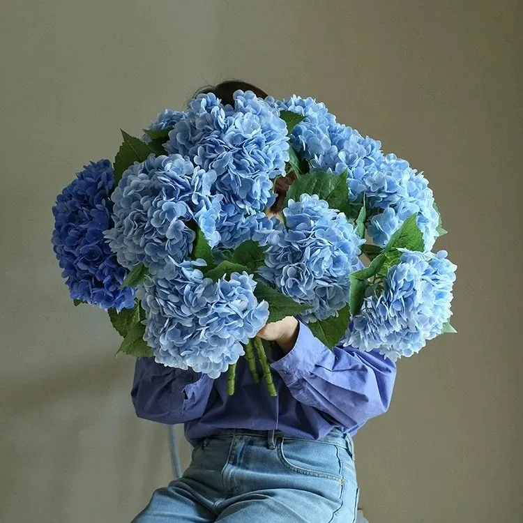 仿生干花绣球花仿真花蓝色保湿手感花束客厅摆件摆设插花装饰手工