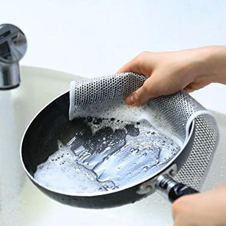 【拍一发五】钢丝洗碗布日用清洁布网格不沾油抹布厨房灶台去污