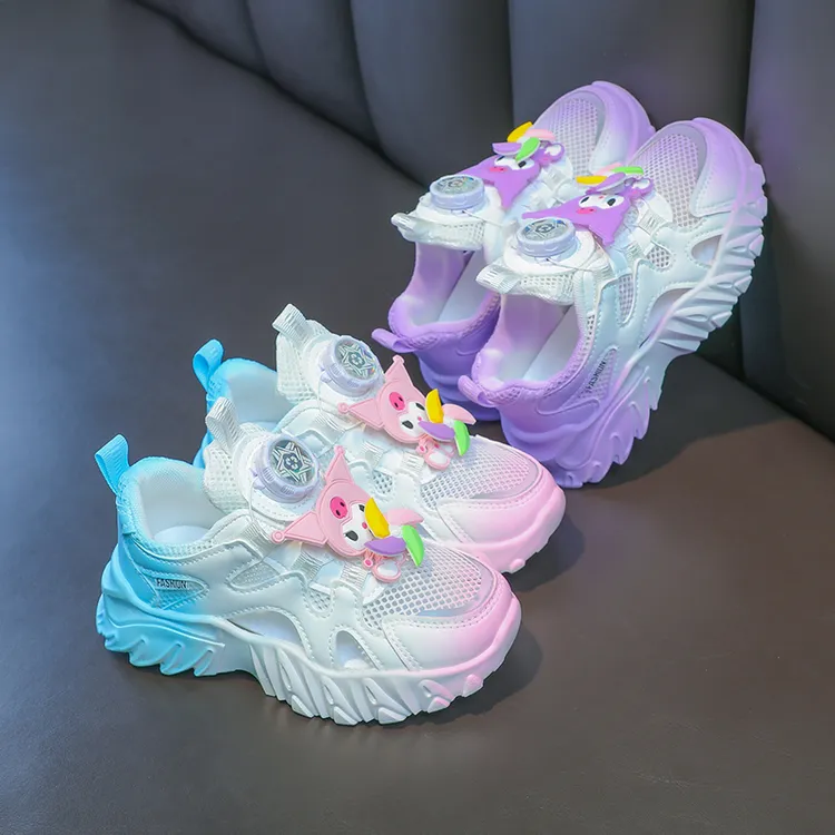 女童2024夏季新款单网镂空老爹鞋子中大童女孩单网时尚百搭运动鞋