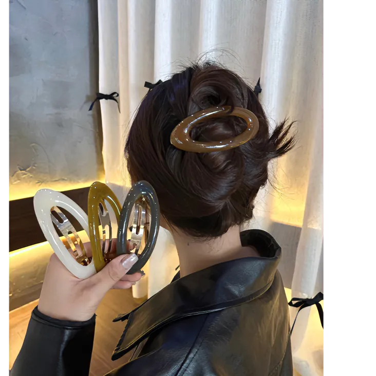 复古高级感亚克力发夹女后脑勺简约盘发弹簧夹子头饰气质马尾头饰
