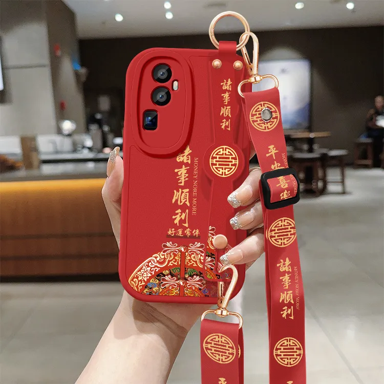 opporeno10手机壳reno10pro+斜挎腕带挂绳全包防摔保护套硅胶软壳