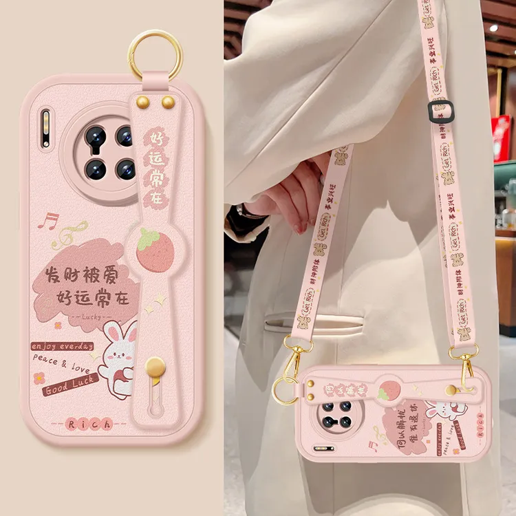 华为mate30手机壳mate30pro斜挎腕带挂绳全包防摔保护套硅胶软壳