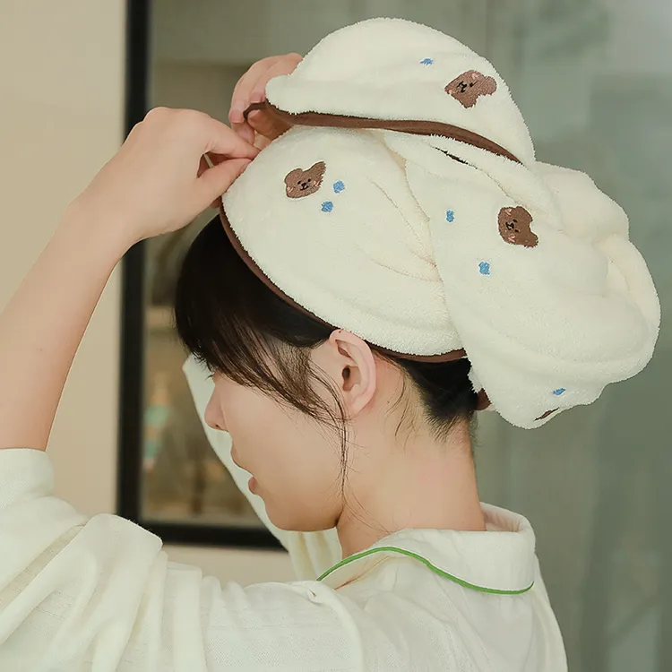 双层加厚干发帽吸水速干2024新款女亲子儿童洗头包头巾浴帽干发巾