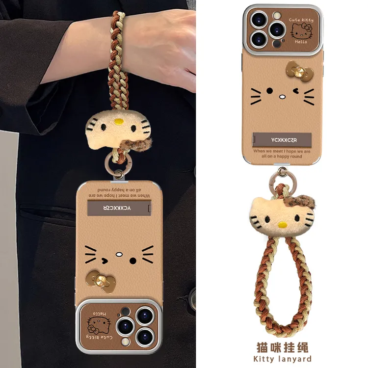 简约猫咪适用于苹果16手机壳15/14网红流行华为松弛感可爱风女款