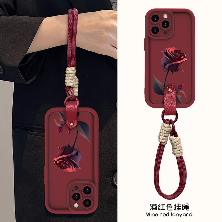 适用于苹果16简约玫瑰手机壳oppo华为vivo个性创意硅胶软壳高颜值