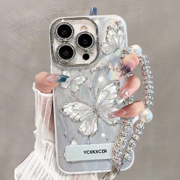 幻彩蝴蝶手机壳适用于苹果/OPPO华为VIVO创意流行ins风羽纱壳女款