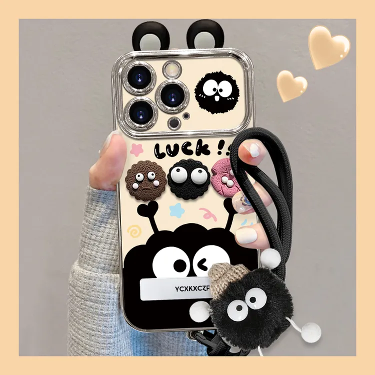 适用于苹果16可爱煤球卡通手机壳OPPO华为VIVO松弛感网红流行
