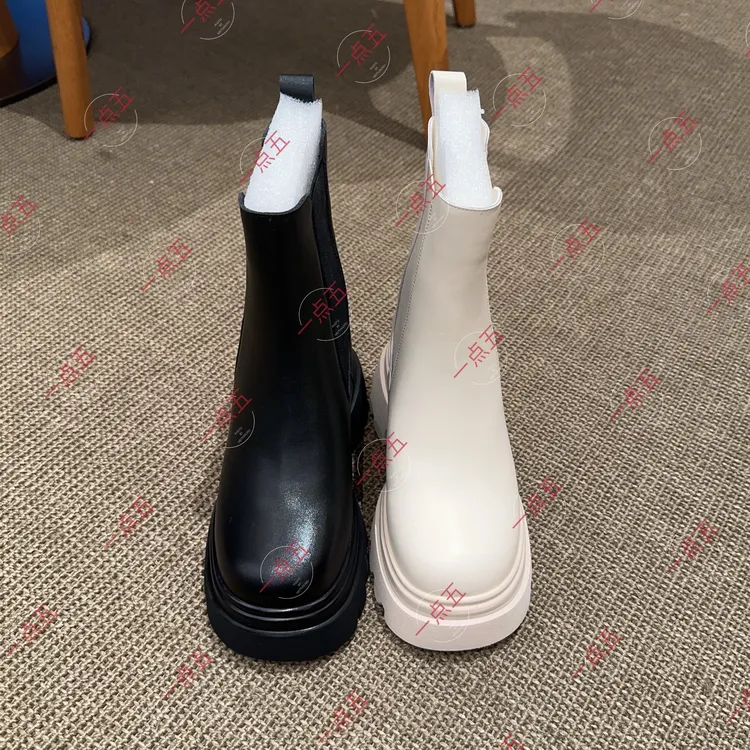 一点五隐形增高16-10CM女士短靴女士真皮切尔西鞋子经典英伦风