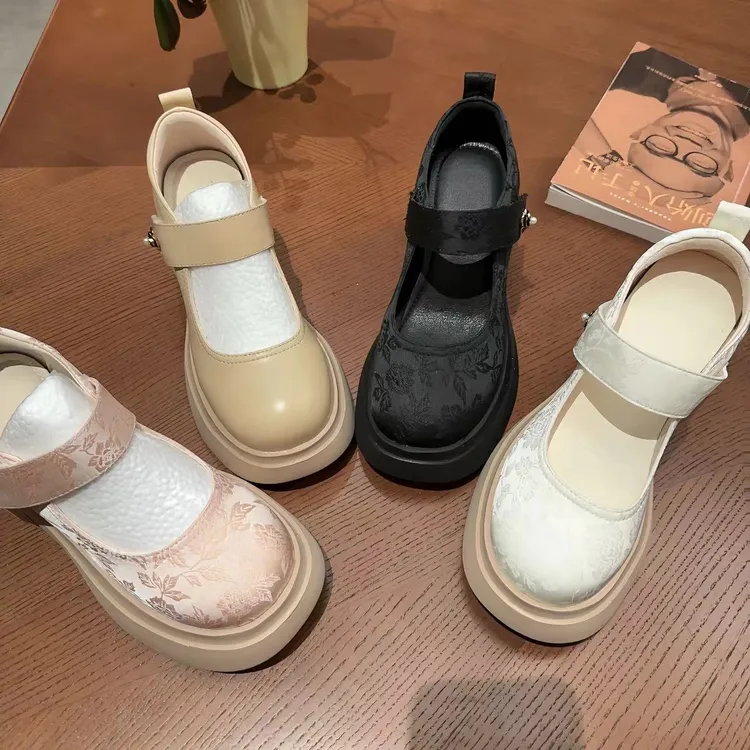 一点五12CM玛丽珍女鞋原创定制新款高跟鞋百搭圆头皮鞋复古鞋子