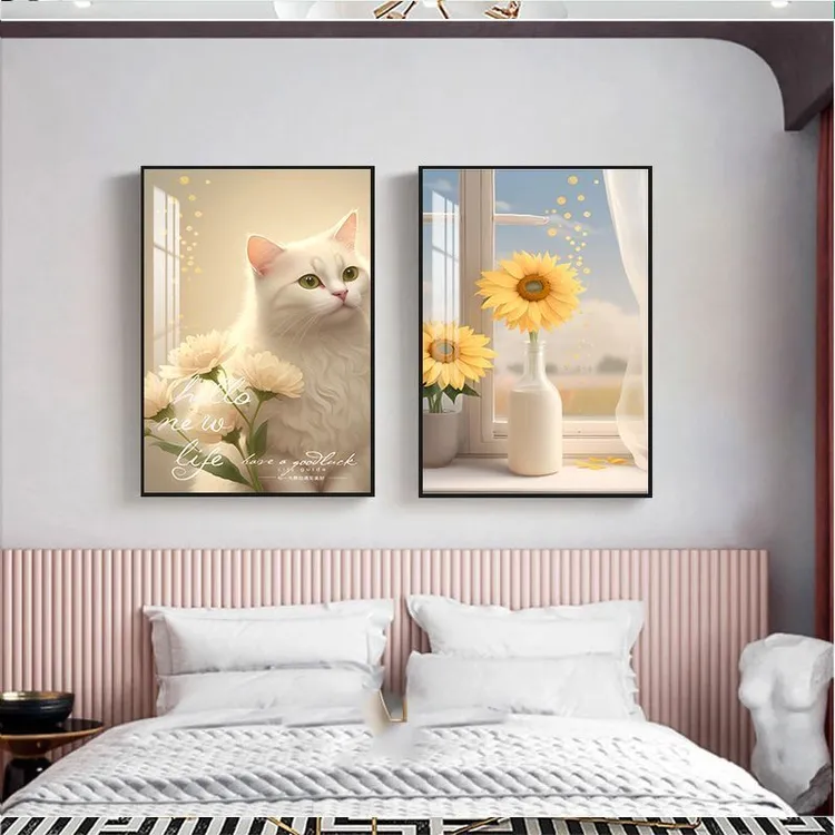 现代简约卧室床头房间主卧装饰画餐厅客厅墙壁画酒店宾馆双联挂画